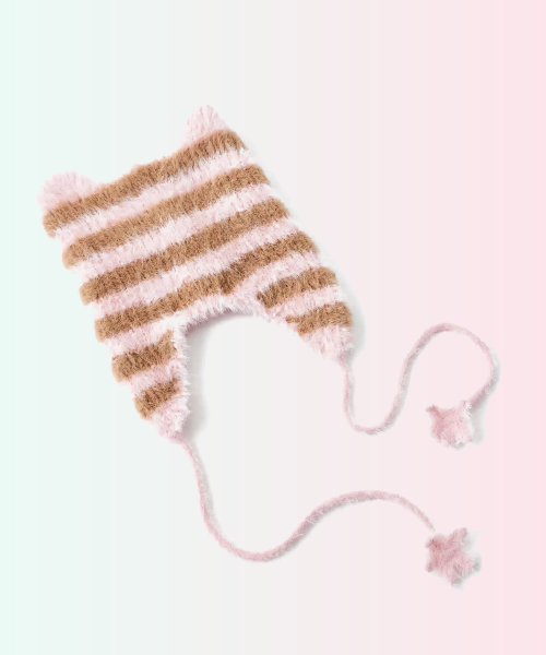 Striped Eyelash Ear Beanie