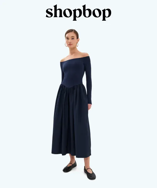 Colette Mixed Fabric Off Shoulder Dress