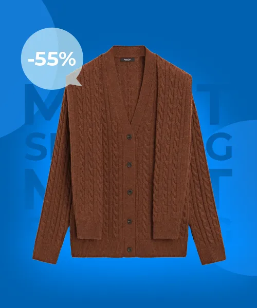 Wool blend cardigan with scarf detail
