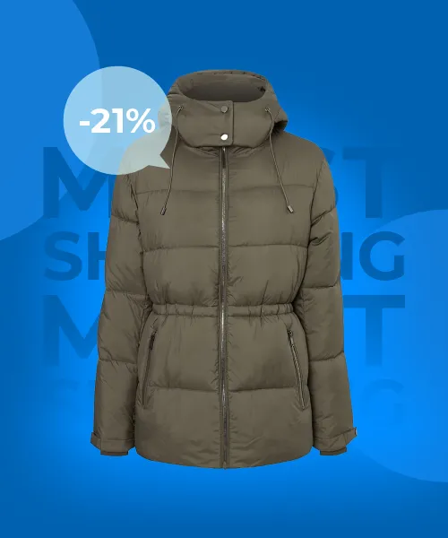Khaki Elasticated Waist Short Padded Coat