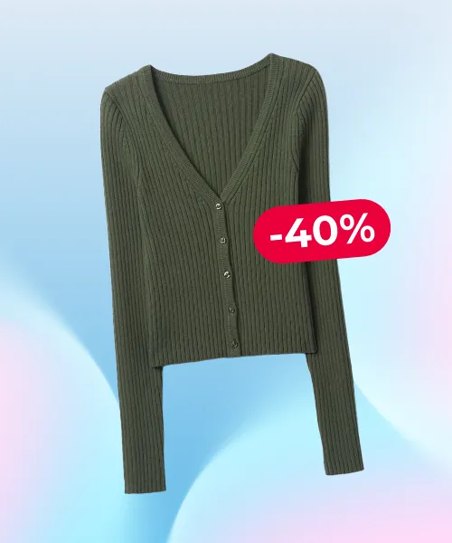 Green Cropped Plaited Rib Cardigan