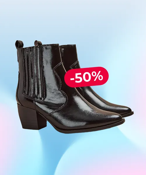 Black Pointed Toe Western Heeled Ankle Boots