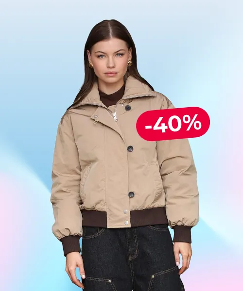 Avec Les Filles Padded High Neck Bomber Jacket