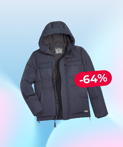 -64% Levi's Men's Quilted Hooded Puffer Jacket