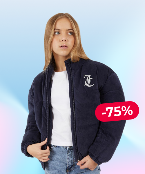 -75% Juicy Couture Girls Velour Funnel Neck Puffer Jacket