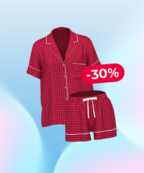  -30% Glazed Satin Short Pajama Set