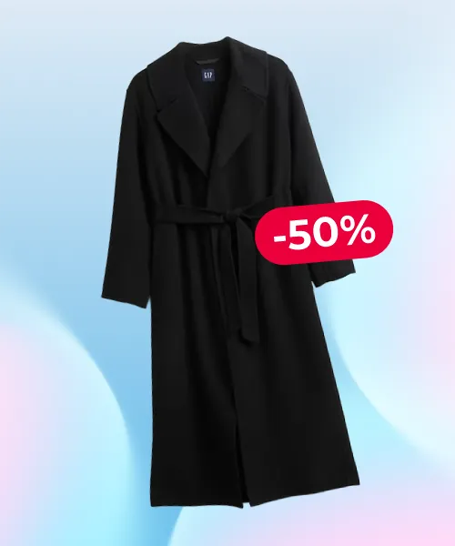 Wool-Blend Wrap Coat