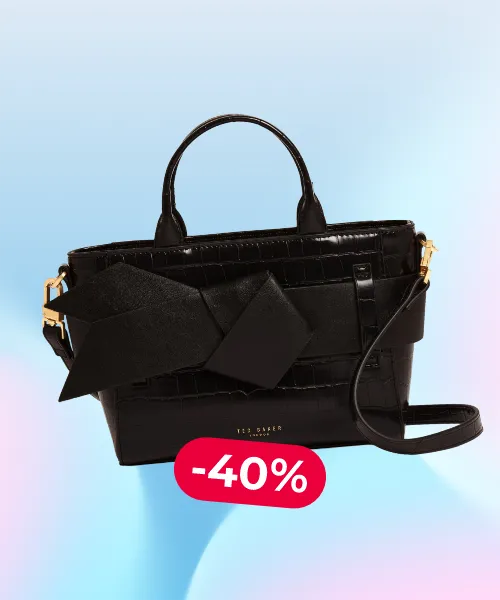 Mini Croc Texture Bow Detail Tote Bag