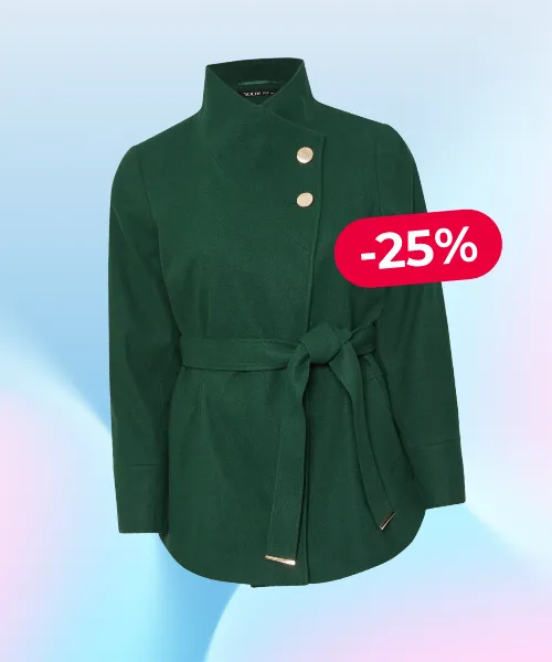 YOURS Curve Dark Green Formal Wrap Coat