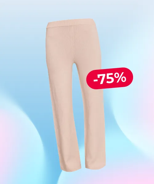 Cream Wide Leg Knit Trouser