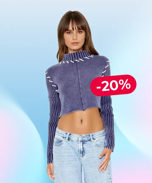 Whipstitched Cropped Sweater