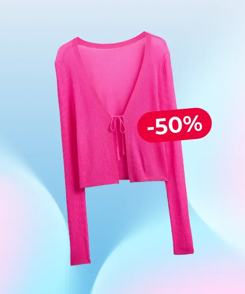 Pink Sheer Rib Cropped Tie-Front Cardigan