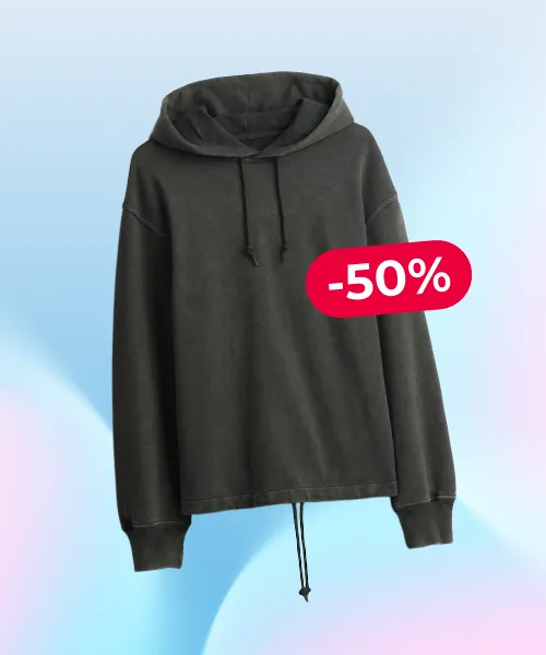 Washed Black Logo Hoodie