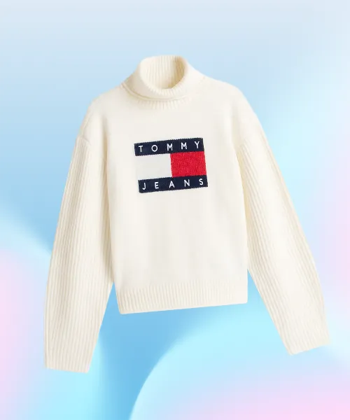 Tommy Flag Intarsia Relaxed Turtleneck Jumper