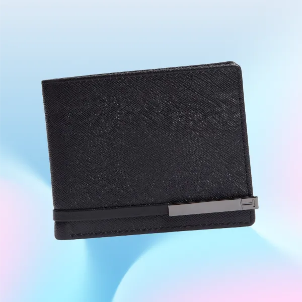 Crosshatch Leather Tie Bar Bifold Wallet