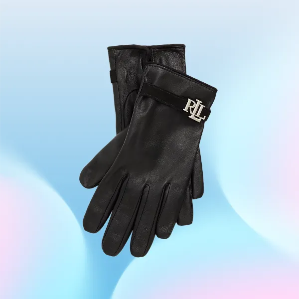 Guanti tecnici in pelle con logo