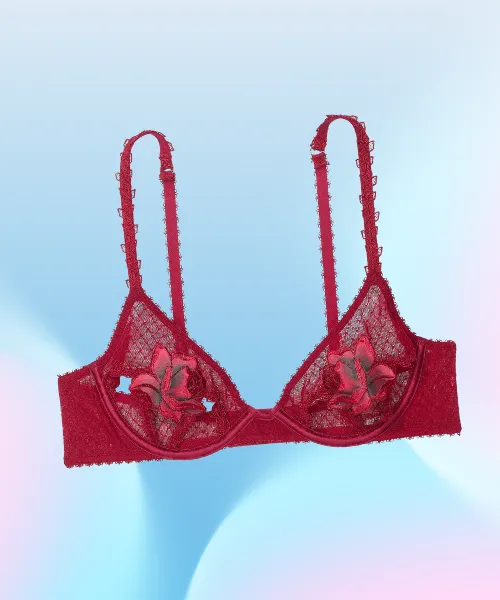 Red Rose Open-Cup Bra