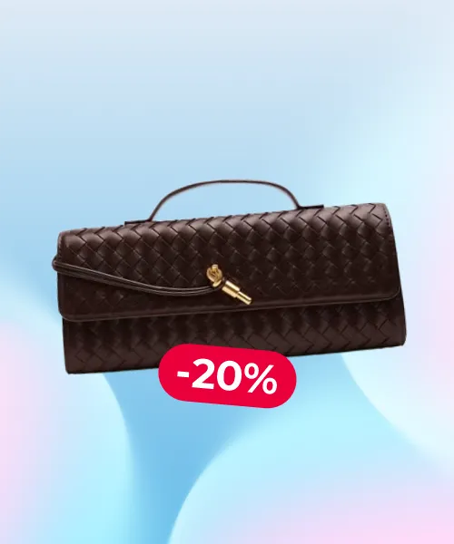 Petal Dark Brown Woven Clutch Bag