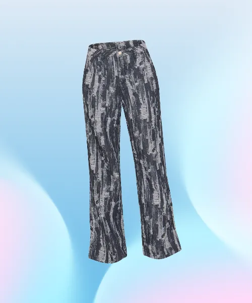 Wide-leg Jeans in Black Jacquard Style