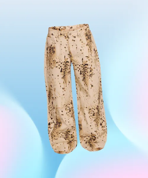 Wide-Leg Leopard Print Jeans