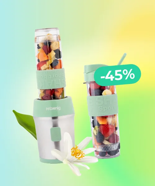 SMOO18 Green Portable Blender with 2 H.Koenig Water Bottles