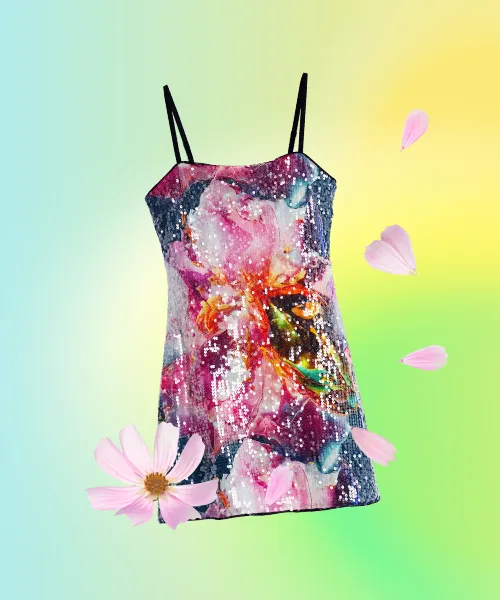 Sequined Floral Dress