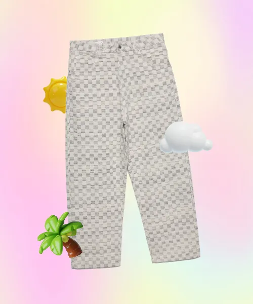 Checked Baggy Relaxed Fit Trousers