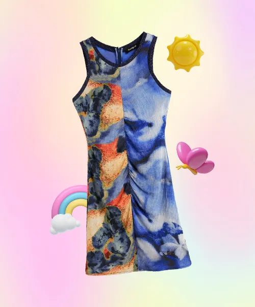 Short Printed Strappy Dress