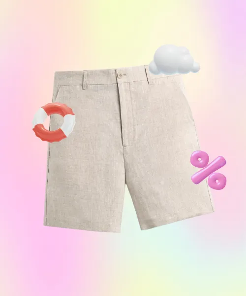 REGULAR FIT 100% LINEN BERMUDA SHORTS