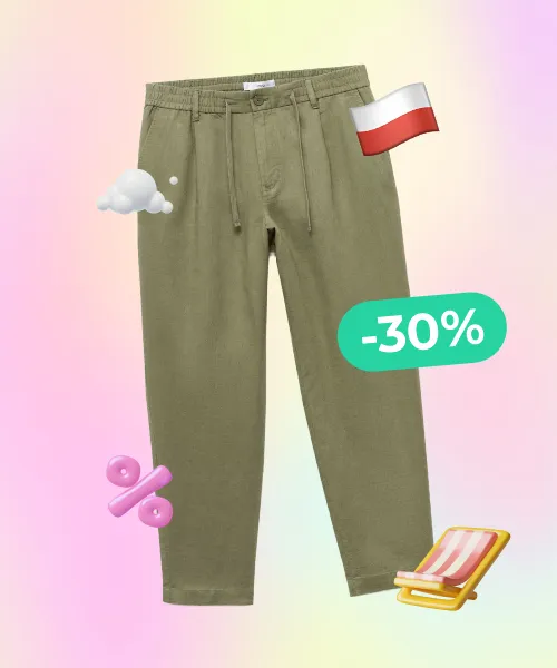 Slim fit linen trousers with drawstrings