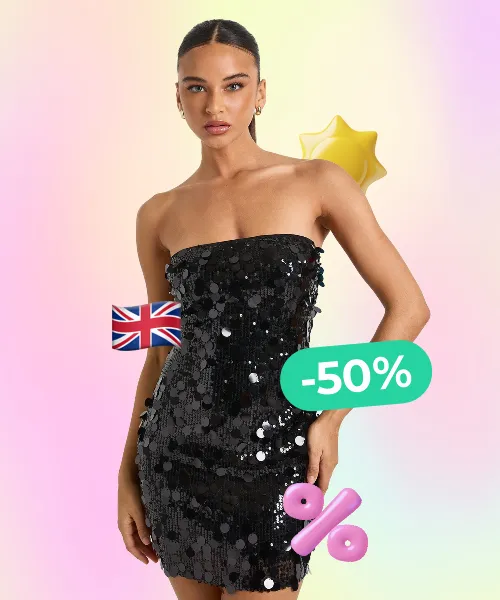 Disc Sequin Bandeau Skater Dress