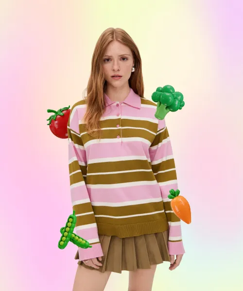 Striped Polo Knit Shirt