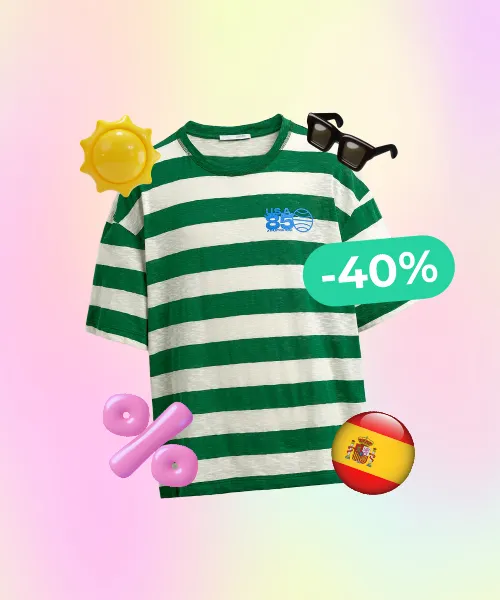 STRIPED T-SHIRT WITH CONTRAST PRINT