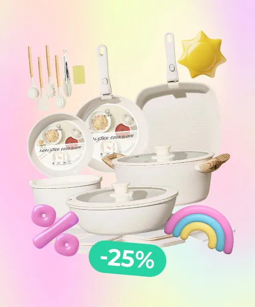 BECIGAR 23PCS Ceramic Pots and Pans Set