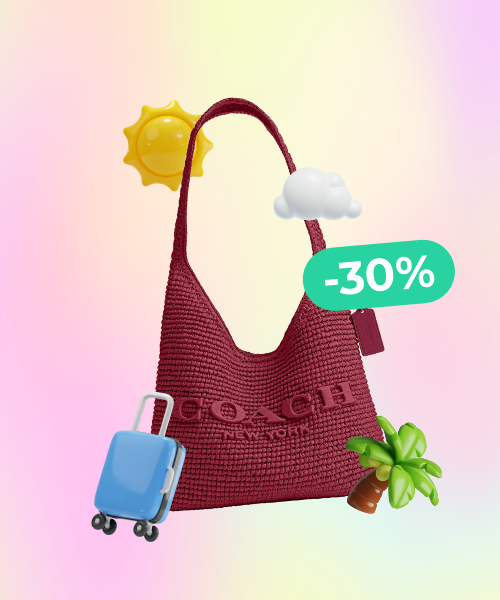 -30% COACH Brooklyn Medium Straw Shoulder Handbag