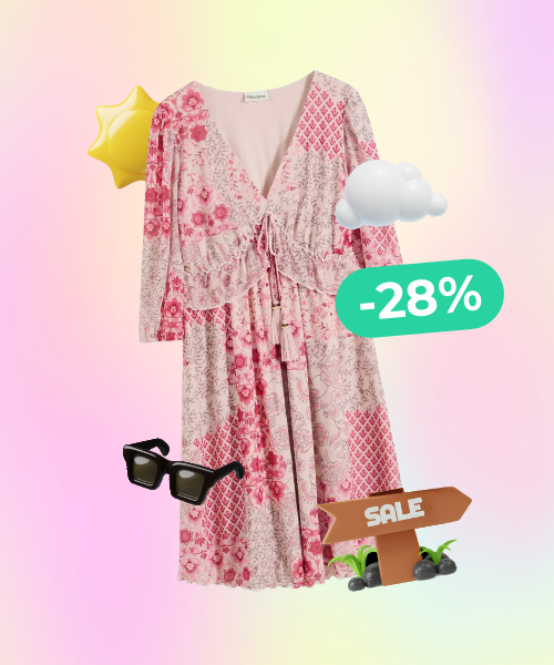 Printed mesh tunic dress