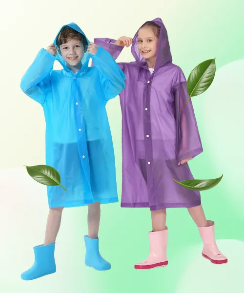 Opret Rain Ponchos with Hood and Sleeves 2 Pack for Kids