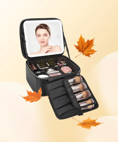 Travel Makeup Bag With LED Mirror