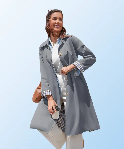 Long Oversized Single Breasted Windproof Trench Coat