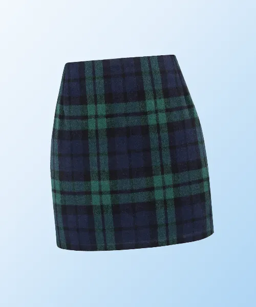 High Waist Plaid Skirt