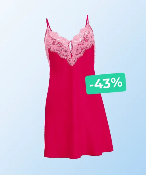 Satin Lace-Trim Short Slip Dress
