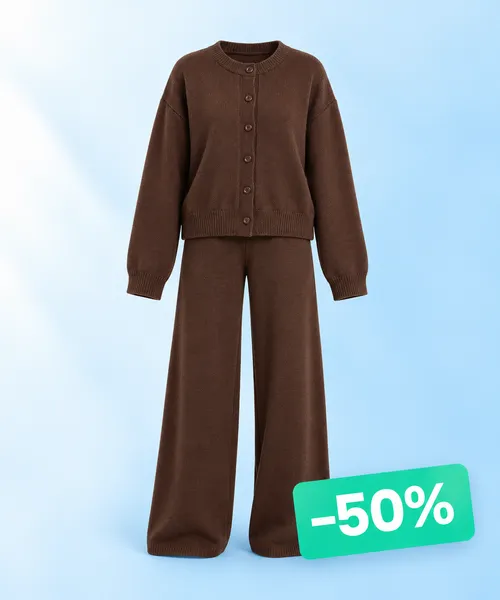Knitted Boxy Cardigan and Wide Leg Trouser