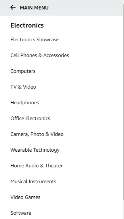 Main Menu Electronics