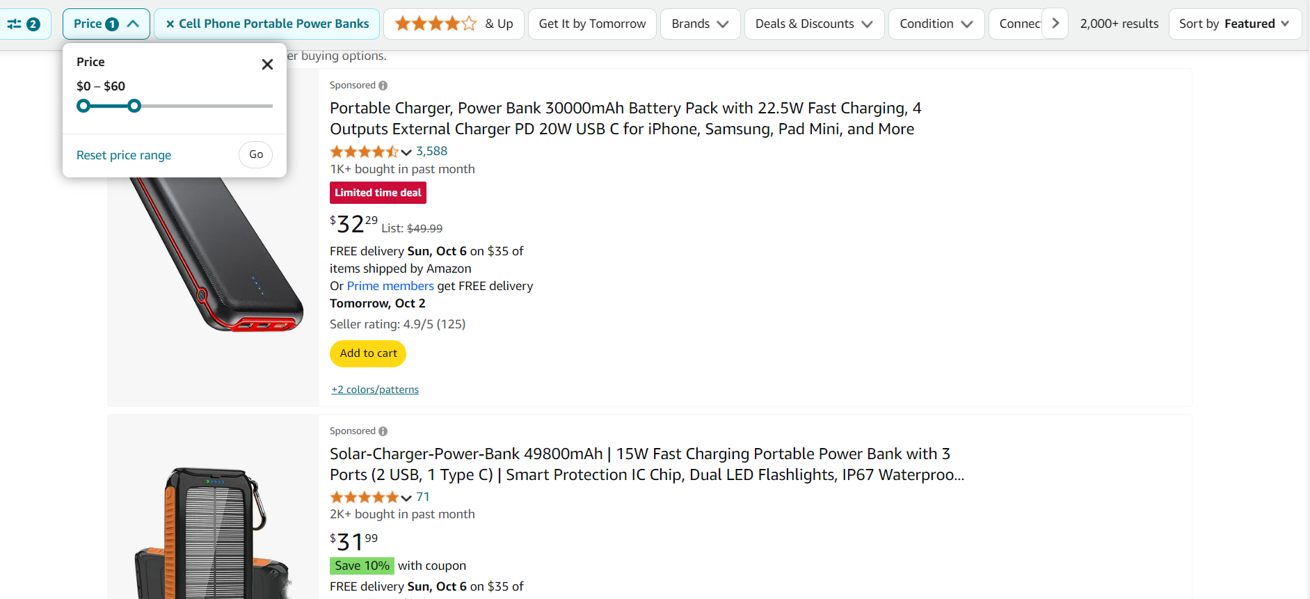 Price filtered PowerBanks